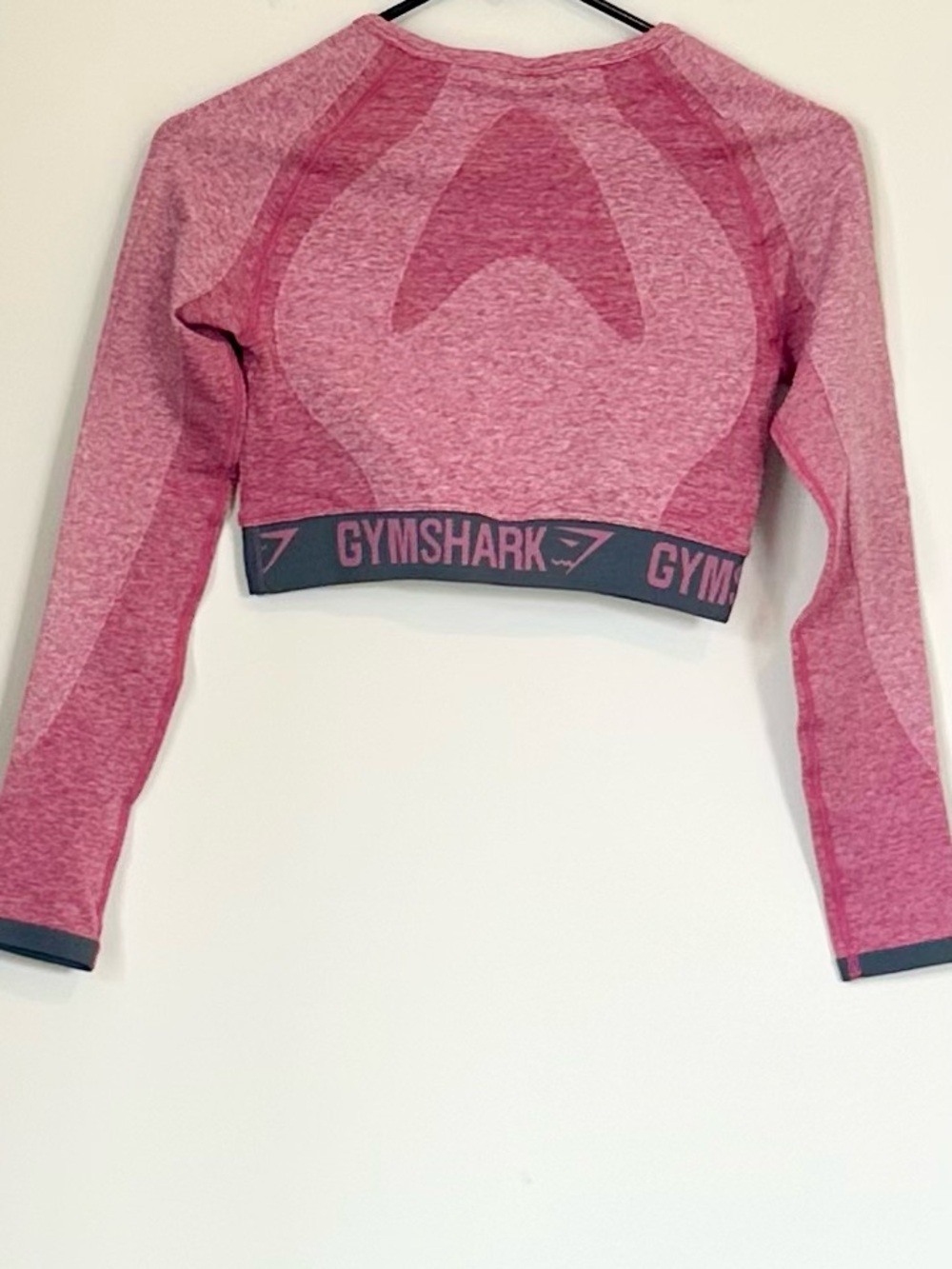 Gymshark Flex Long Sleeve Crop Top in Dusty Pink Marl/Charcoal - Size: Small - Picture 6 of 10
